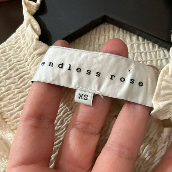 Endless Rose Puffer textured mock neck long sleeve blouse Cream Size XS - Picture 8 of 11